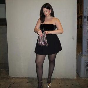 REFORMATION NWT Black St. Louis Strapless Velvet Mini Dress 10